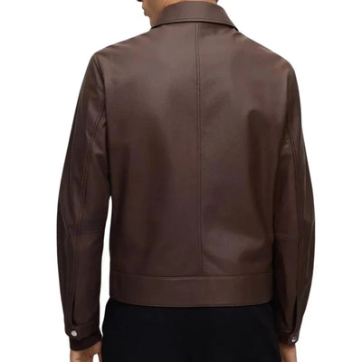 Mens Dark Leather Brown Lambskin Leather Jacket
