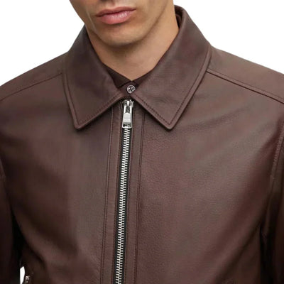 Mens Dark Leather Brown Lambskin Leather Jacket