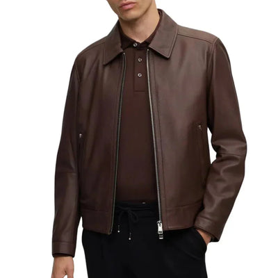 Mens Dark Leather Brown Lambskin Leather Jacket