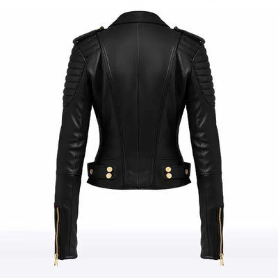 Ava Women’s Black Sheepskin Biker Jacket
