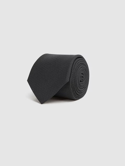Ceremony Textured Silk Blend Tie in Black