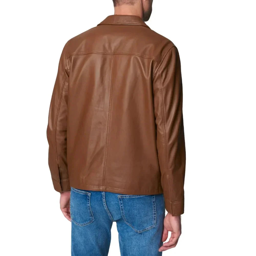 Mens Brown Moto Racer Leather Jacket