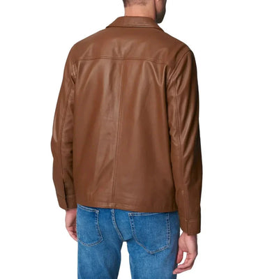 Mens Brown Moto Racer Leather Jacket