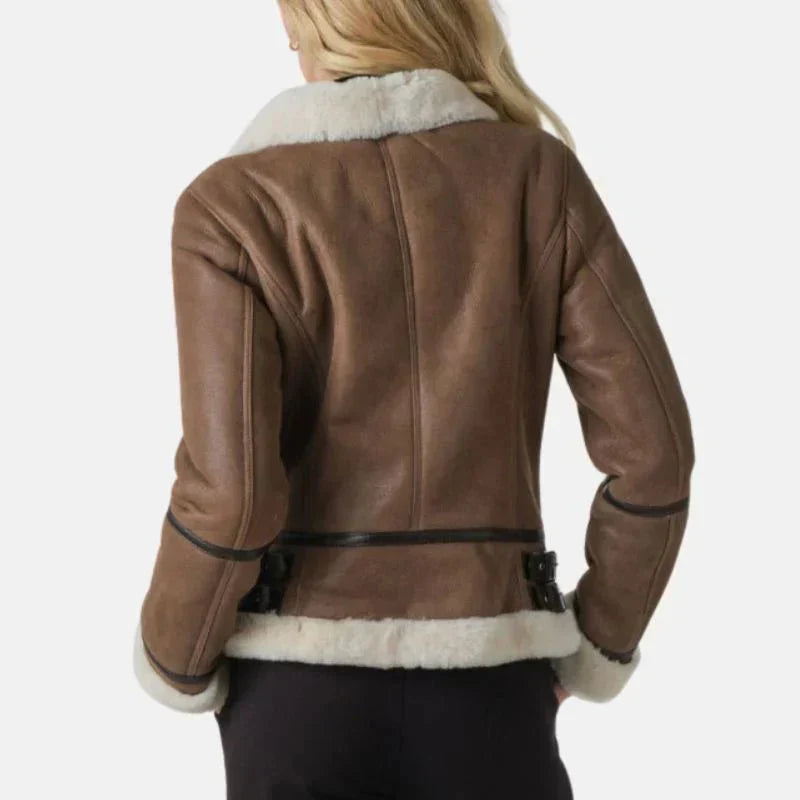 Womens Aviator Brown Leather Jacket
