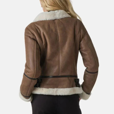 Womens Aviator Brown Leather Jacket
