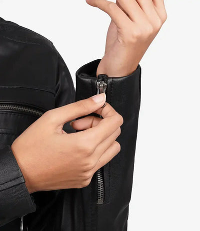 Womens Black Cafe Racer Leather Jacket