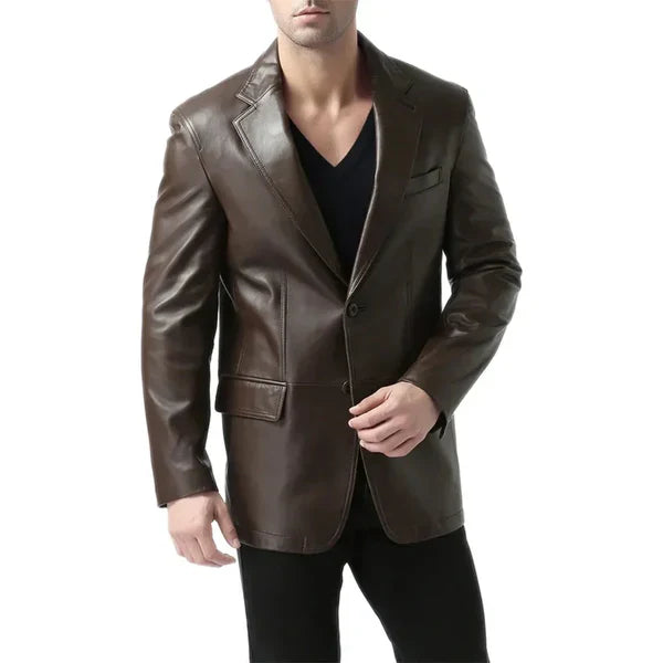 Brown Espresso Mens Leather Blazer