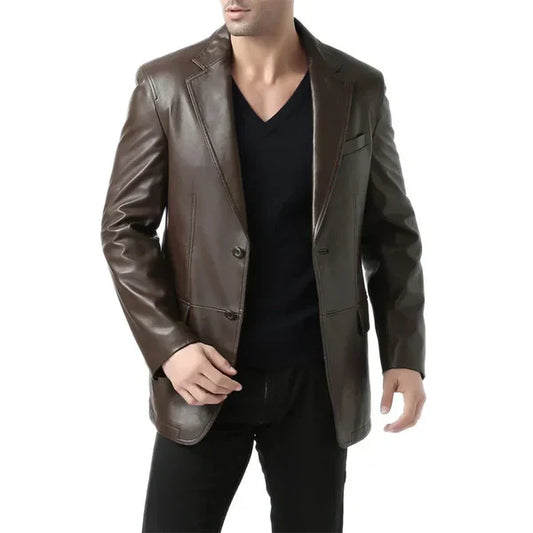 Brown Espresso Mens Leather Blazer