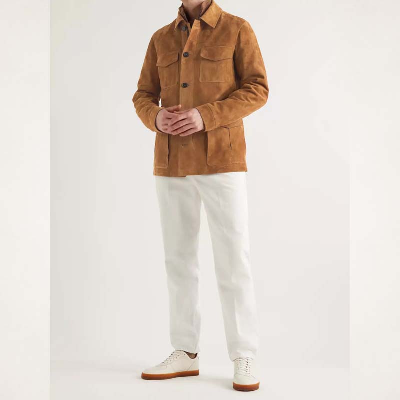 Men’s Brown Suede Field Leather Jacket – Custom Made Fit