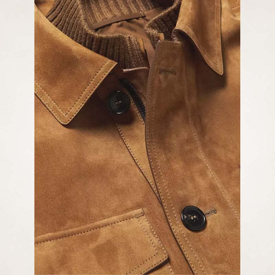 Men’s Brown Suede Field Leather Jacket – Custom Made Fit