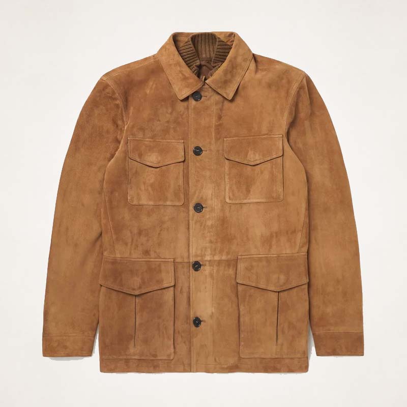 Men’s Brown Suede Field Leather Jacket – Custom Made Fit