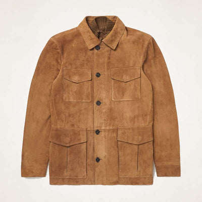 Men’s Brown Suede Field Leather Jacket – Custom Made Fit